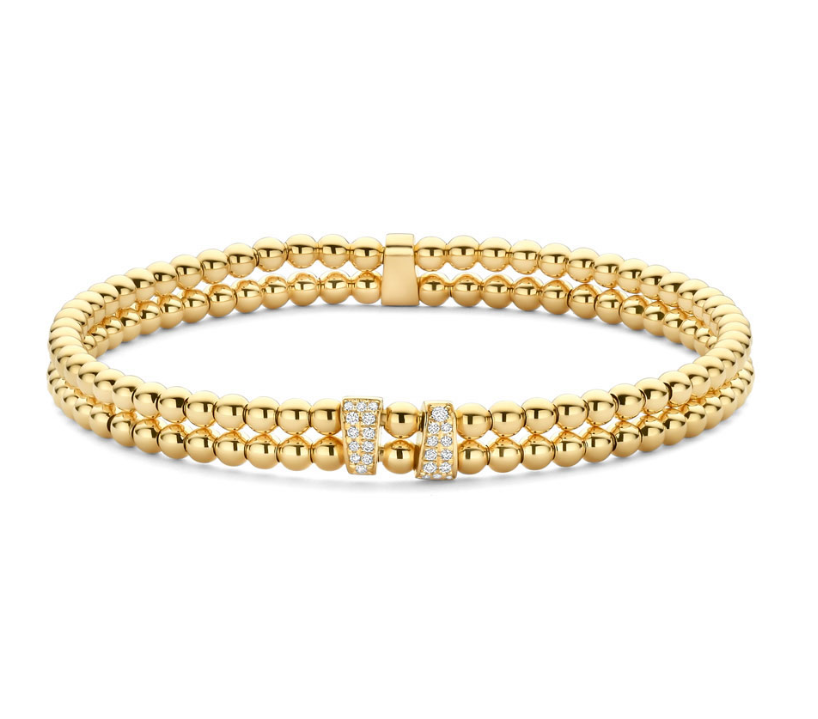 HULCHI BELLUNI 18KY DIAMOND DOUBLE ROW STRETCH BRACELET