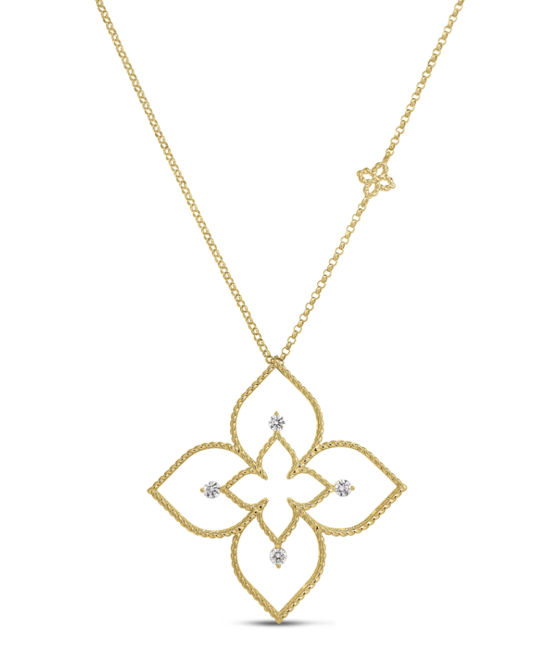 PRINCESS FLOWER OPEN FRAME DIAMOND NECKLACE - SMALL