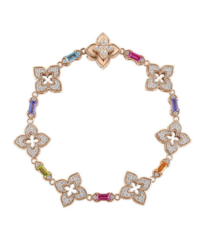 VENETIAN PRINCESS CARNIVAL PAVE DIAMOND AND MIXED BAGUETTE FLOWER BRACELET