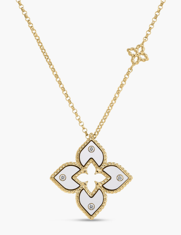 VENETIAN PRINCESS DIAMOND AND ENAMEL FLOWER NECKLACE - SMALL