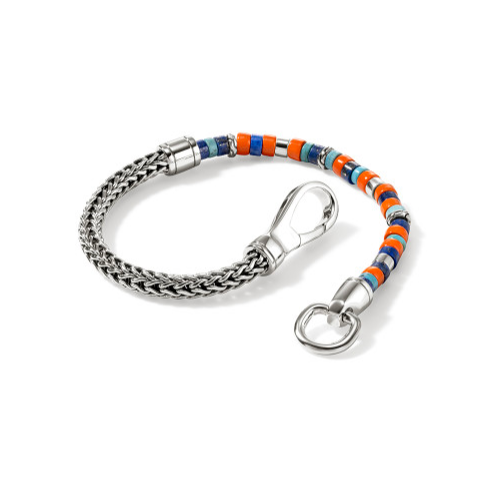 Heishi Chain Bracelet, Sterling Silver, Hardstones, 4MM