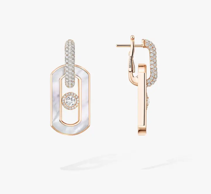 MESSIKA 18KP SO MOVE WHITE MOTHER OF PEAL DROP EARRINGS