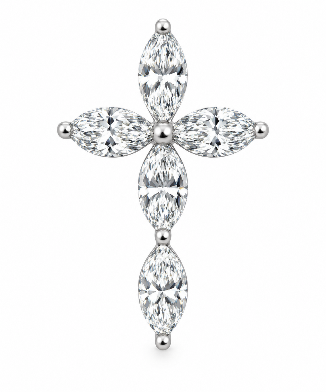 18KW MARQUISE CUT DIAMOND CROSS PENDANT