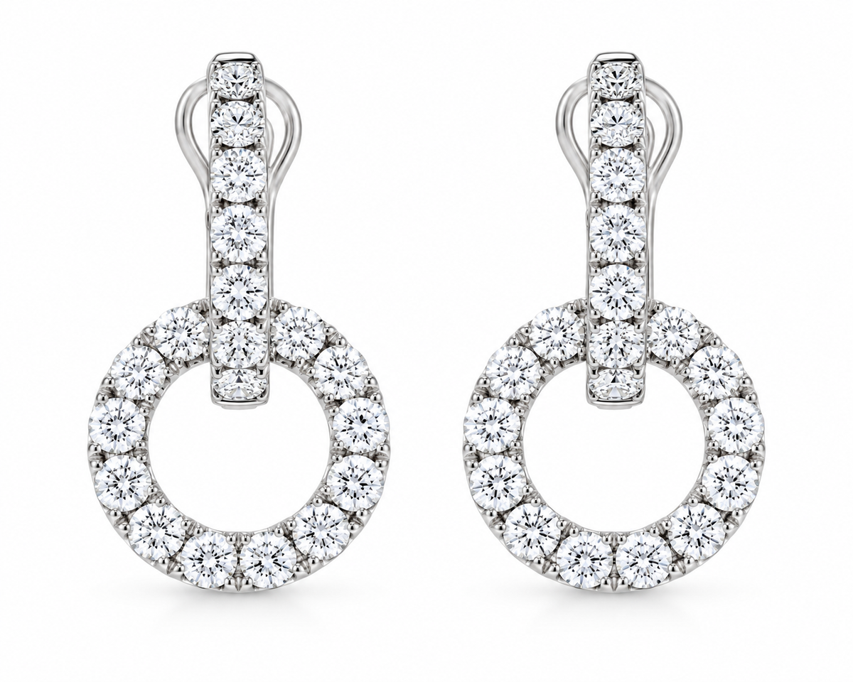 18KW DIAMOND HUGGIE DROP EARRINGS