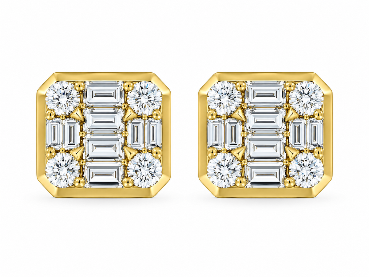 18KY DIAMOND BUTTON STUDS