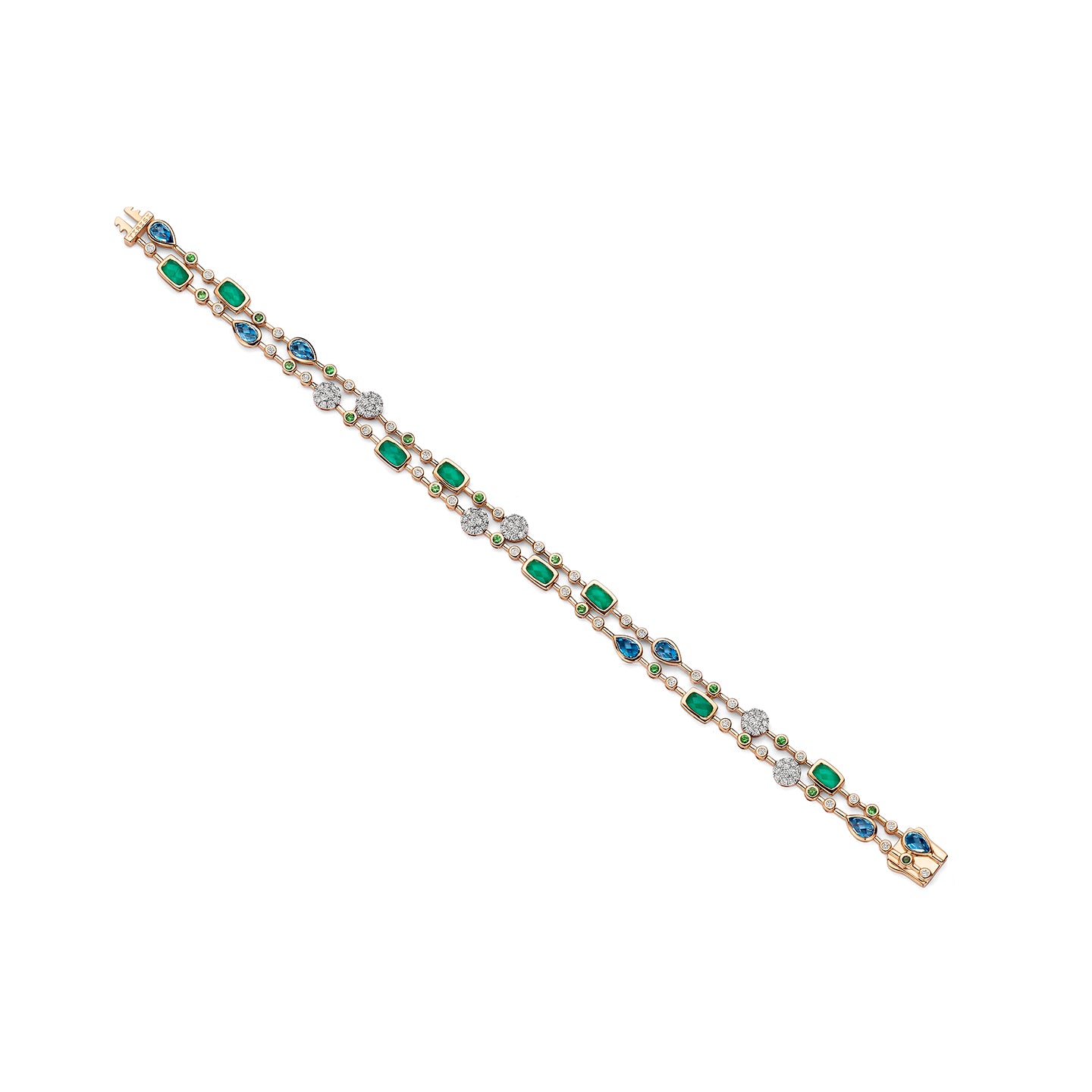 TIRISI 18KR EMERALD AND DIAMOND BRACELET