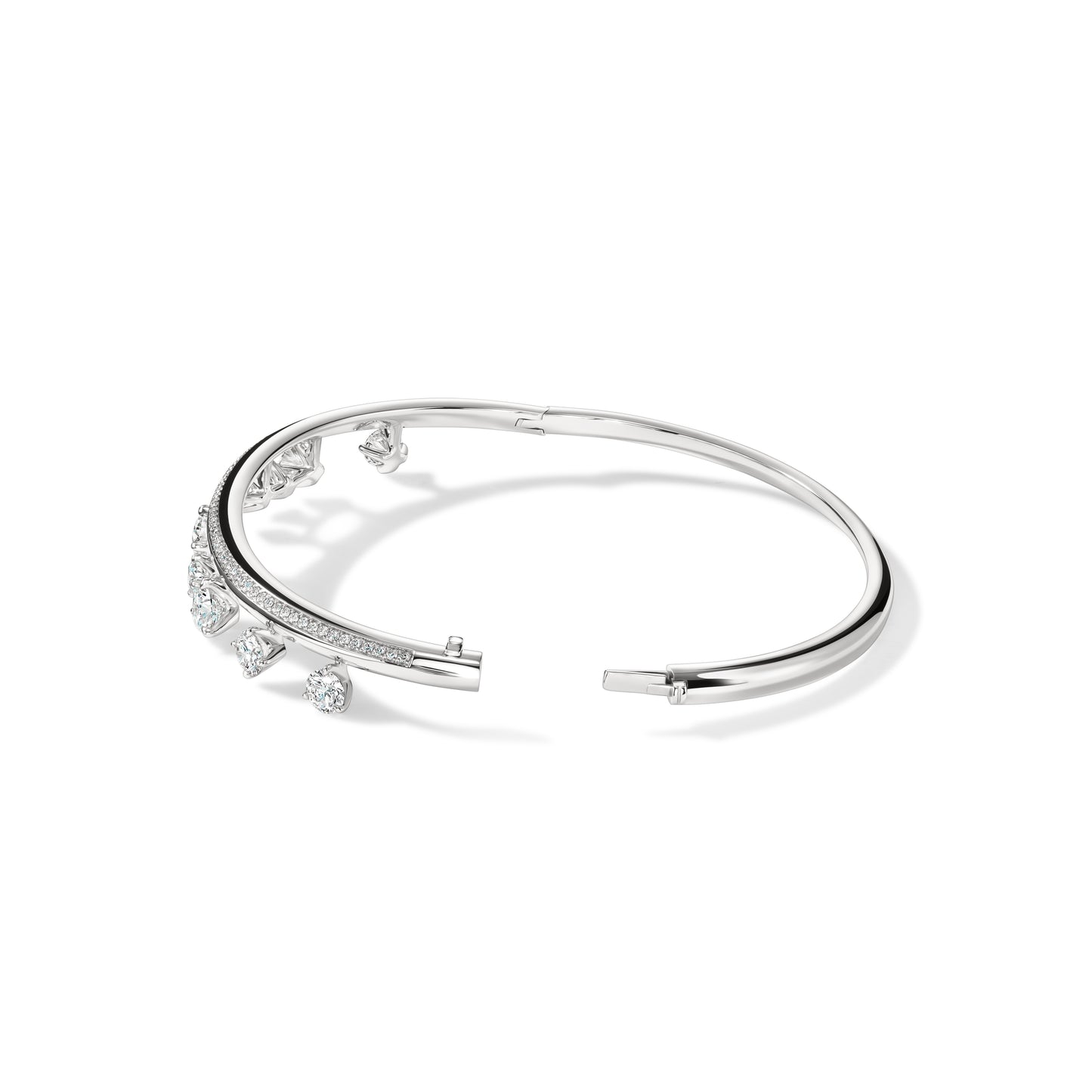 HEARTS ON FIRE 18KW BARRE FLOATING DIAMOND PAVE BANGLE
