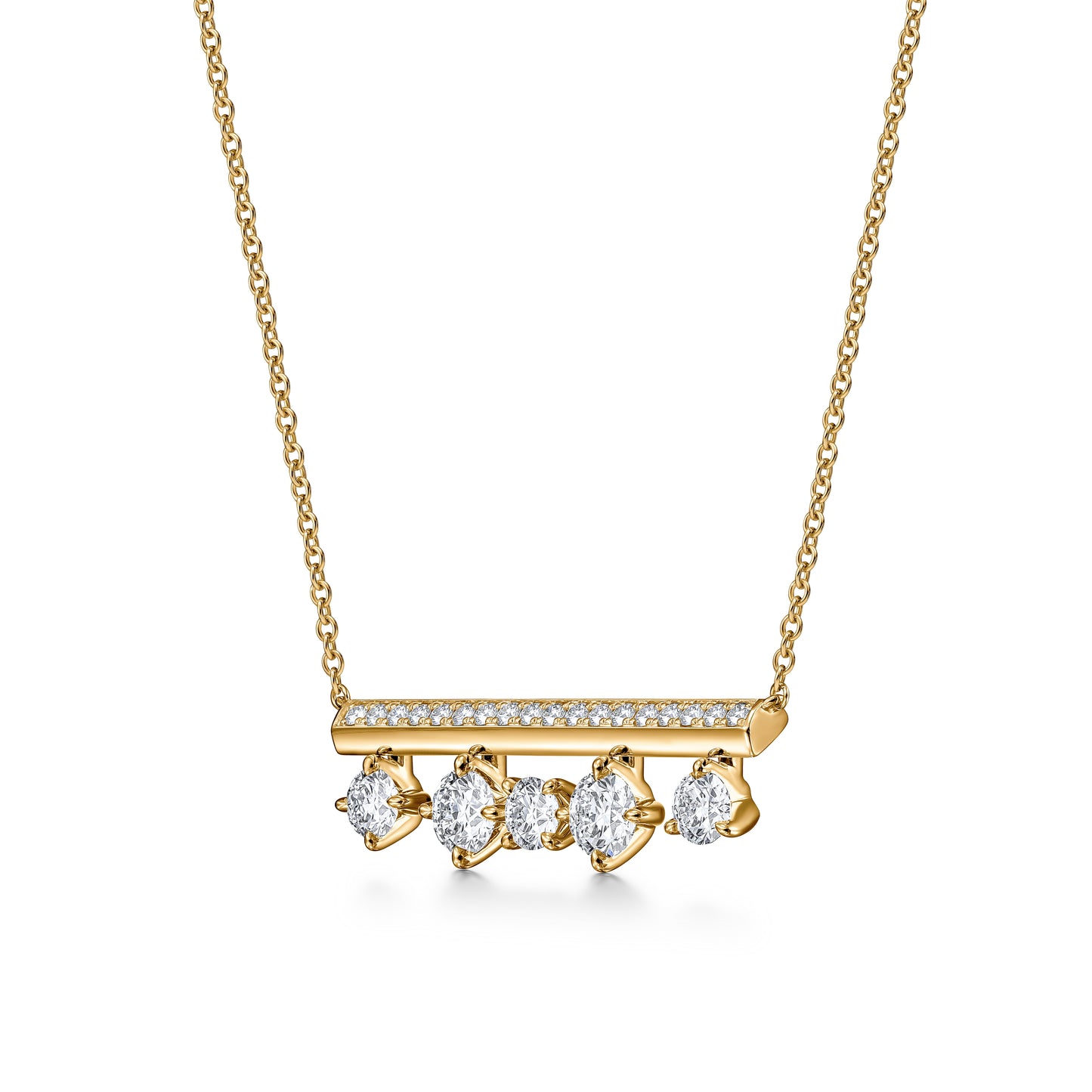 HEARTS ON FIRE 18KY BARRE FLOATING DIAMOND PAVE NECKLACE