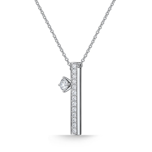 HEARTS ON FIRE 18KW BARRE FLOATING DIAMOND PAVE PENDANT