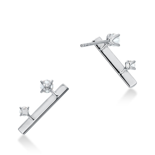 HEARTS ON FIRE 18KW BARRE FLOATING DIAMOND CLIMBER EARRINGS