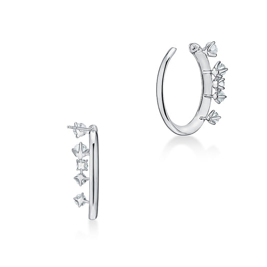 HEARTS ON FIRE 18KW BARRE FLOATING DIAMOND SMALL HOOPS