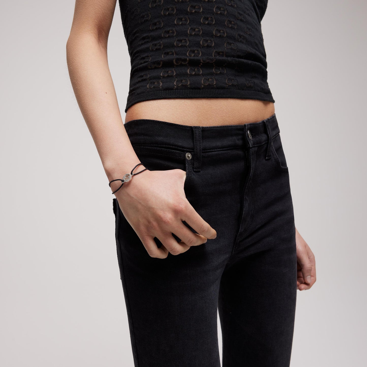 SS GUCCI INTERLOCKING CORD BRACELET