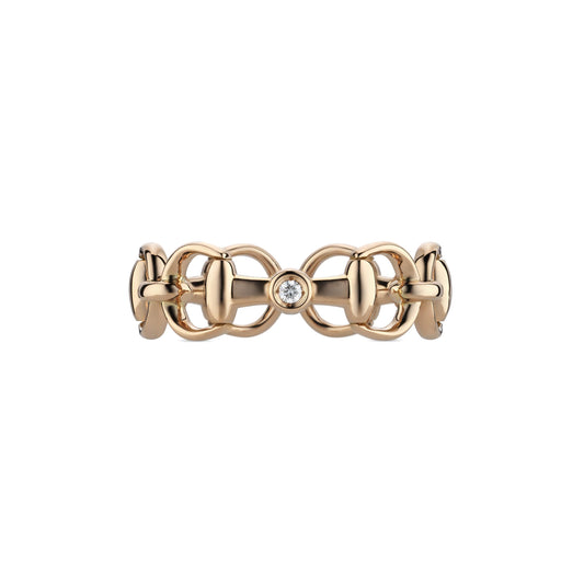18KP HORSEBIT RING WITH DIAMOND