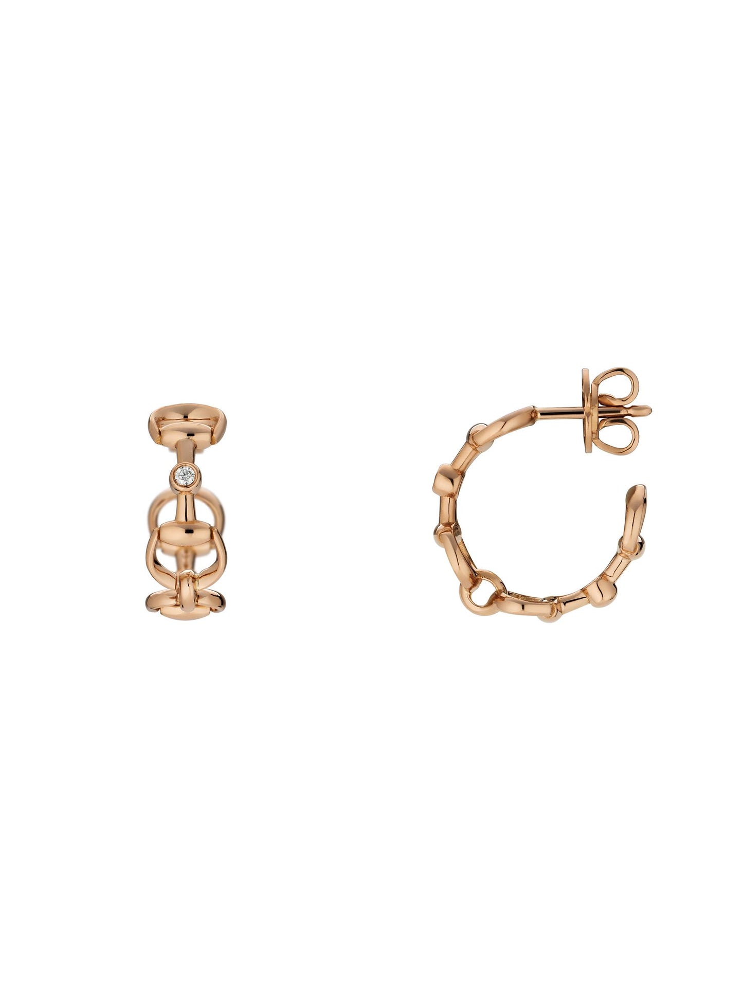 18KR DIAMOND HORSEBIT HOOP EARRINGS