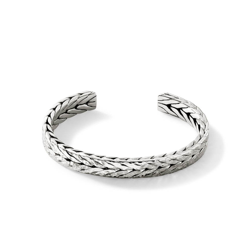 STERLING SILVER BOLD HAMMERED CUFF 9MM LARGE