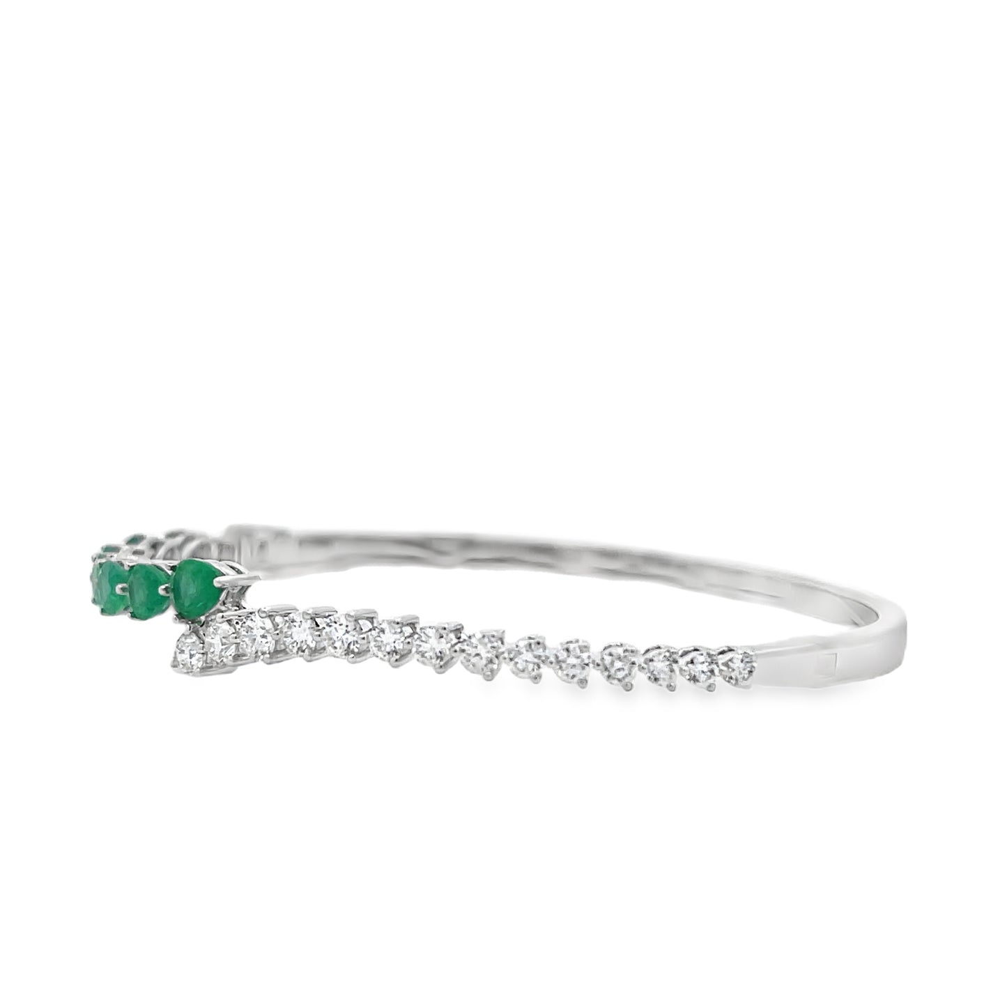18KW EMERALD AND DIAMOND BANGLE