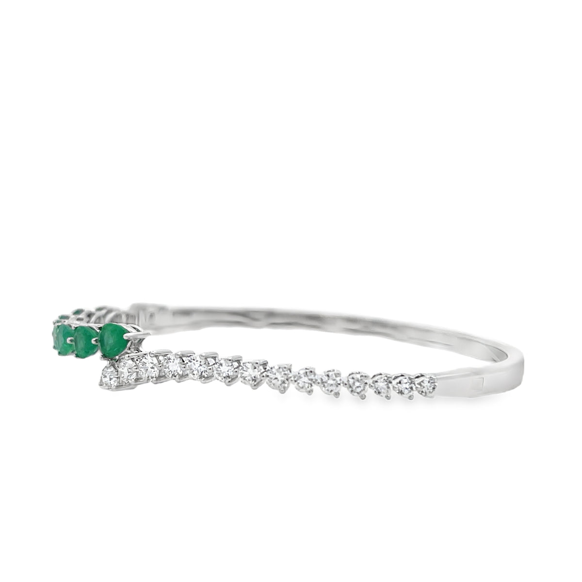 18KW EMERALD AND DIAMOND BANGLE