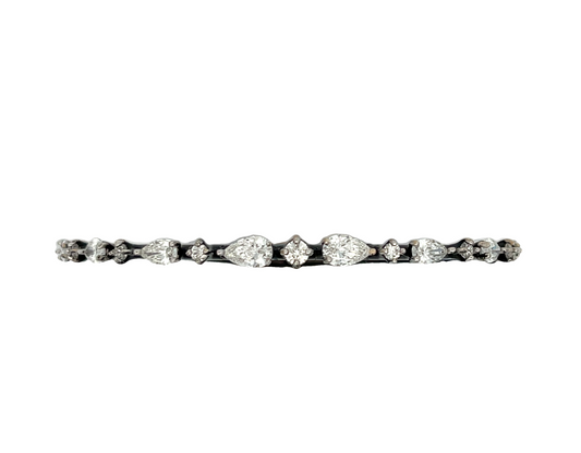 18KW BLACK ENAMEL PEAR & ROUND DIAMOND BANGLE