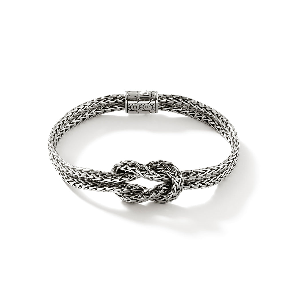 SILVER LOVE KNOT DOUBLE ROW BRACELET 3.5MM