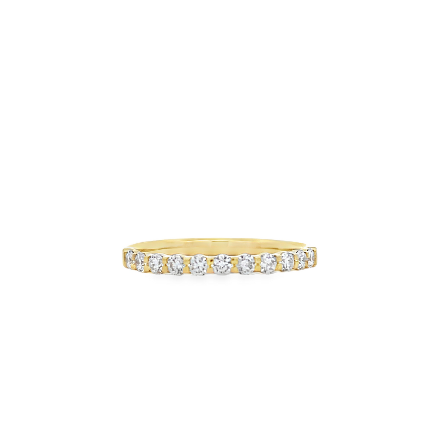 18KY PETITE PRONG 11 STONE DIAMOND BAND