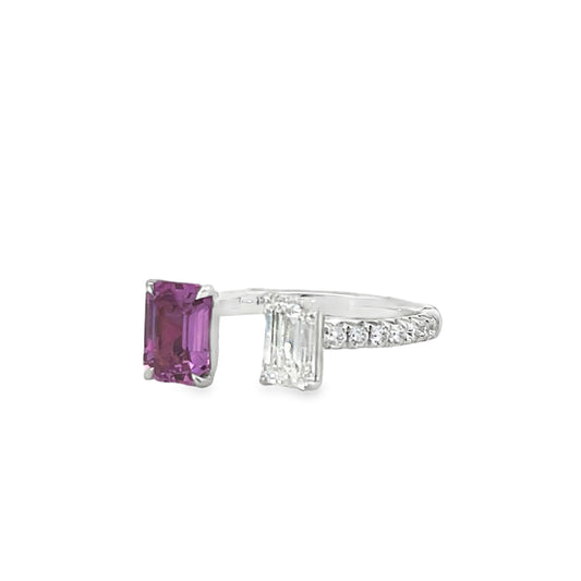 18KW PINK SAPPHIRE AND DIAMOND RING