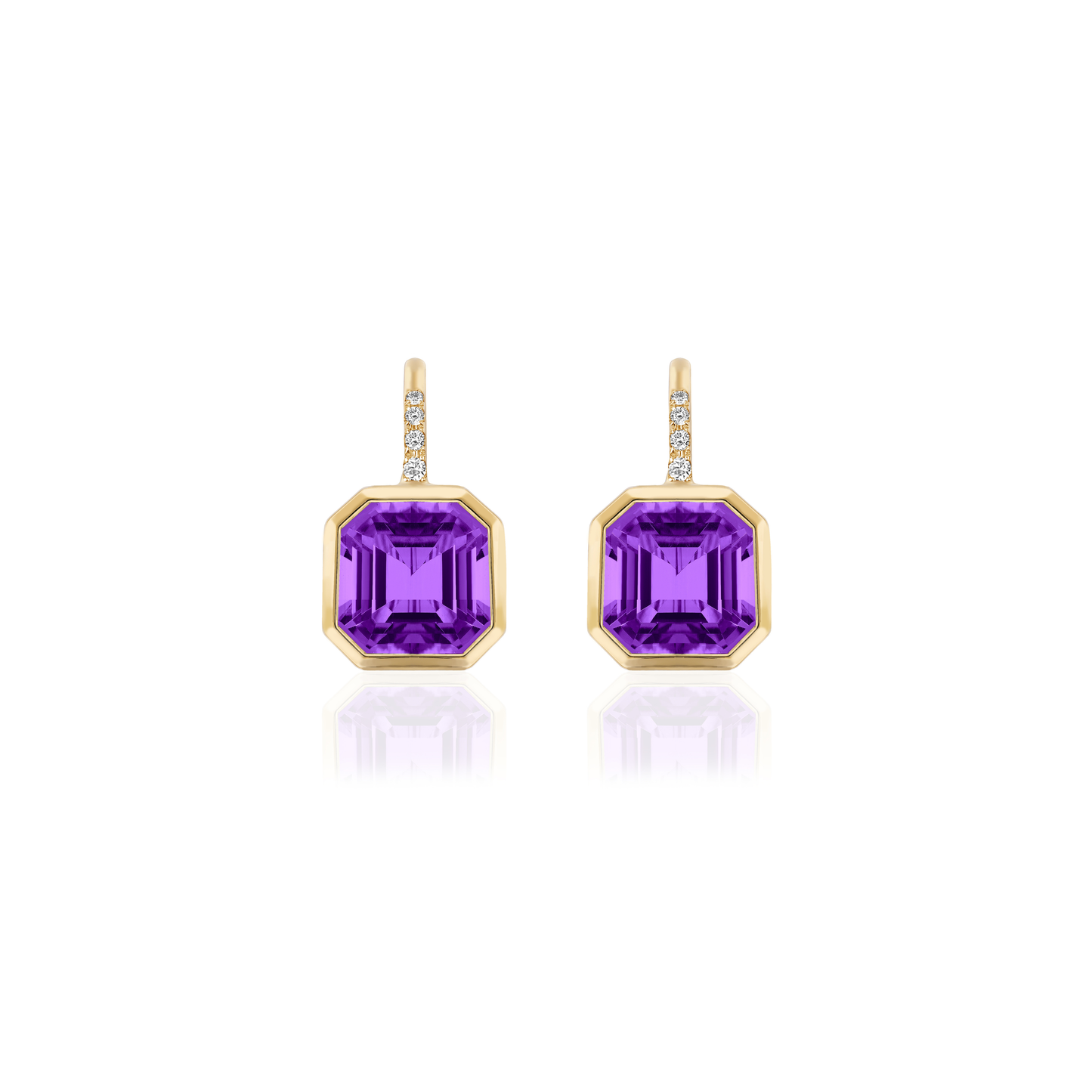 GOSHWARA 18KY OCTAGONAL BEZEL DROP EARRINGS