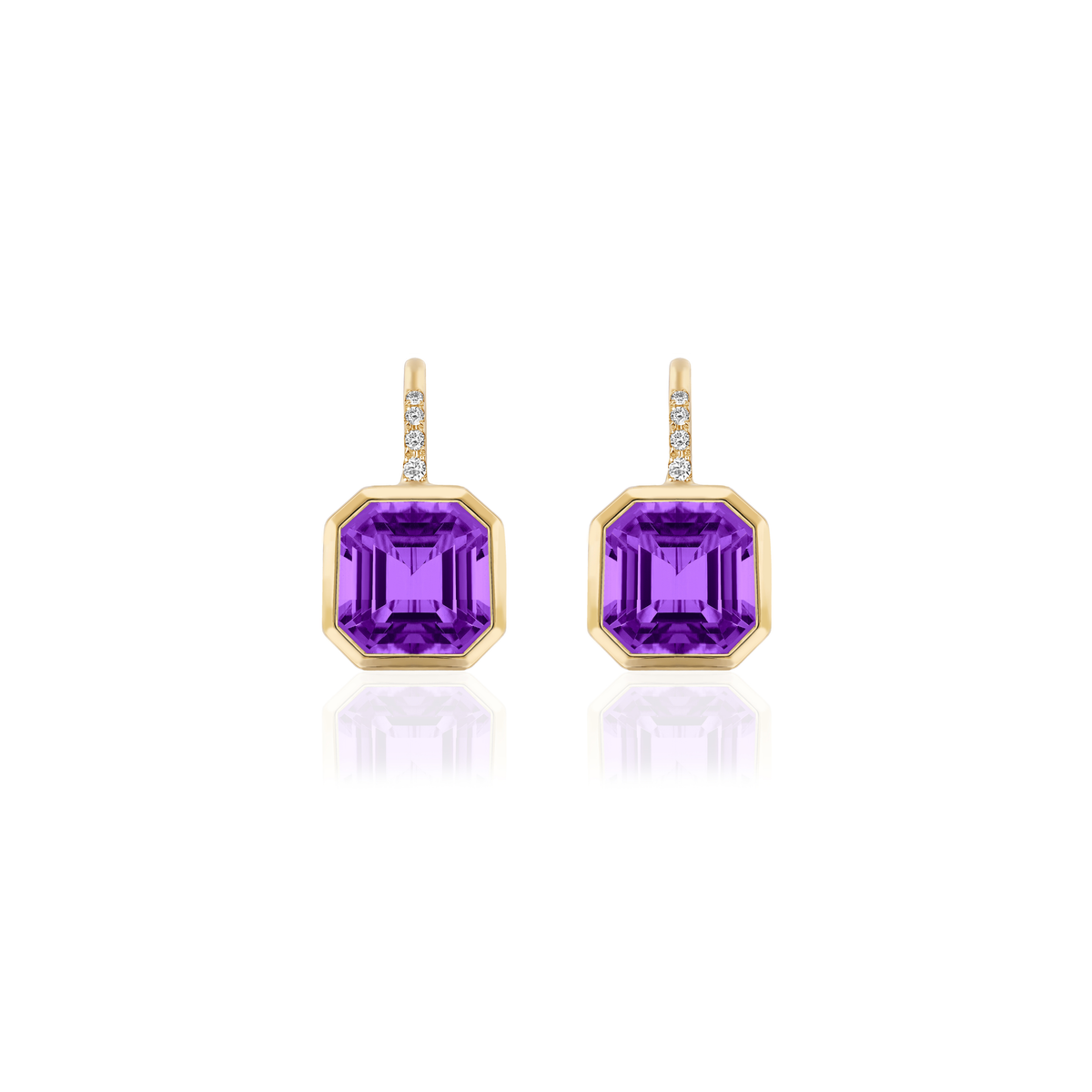 GOSHWARA 18KY OCTAGONAL BEZEL DROP EARRINGS