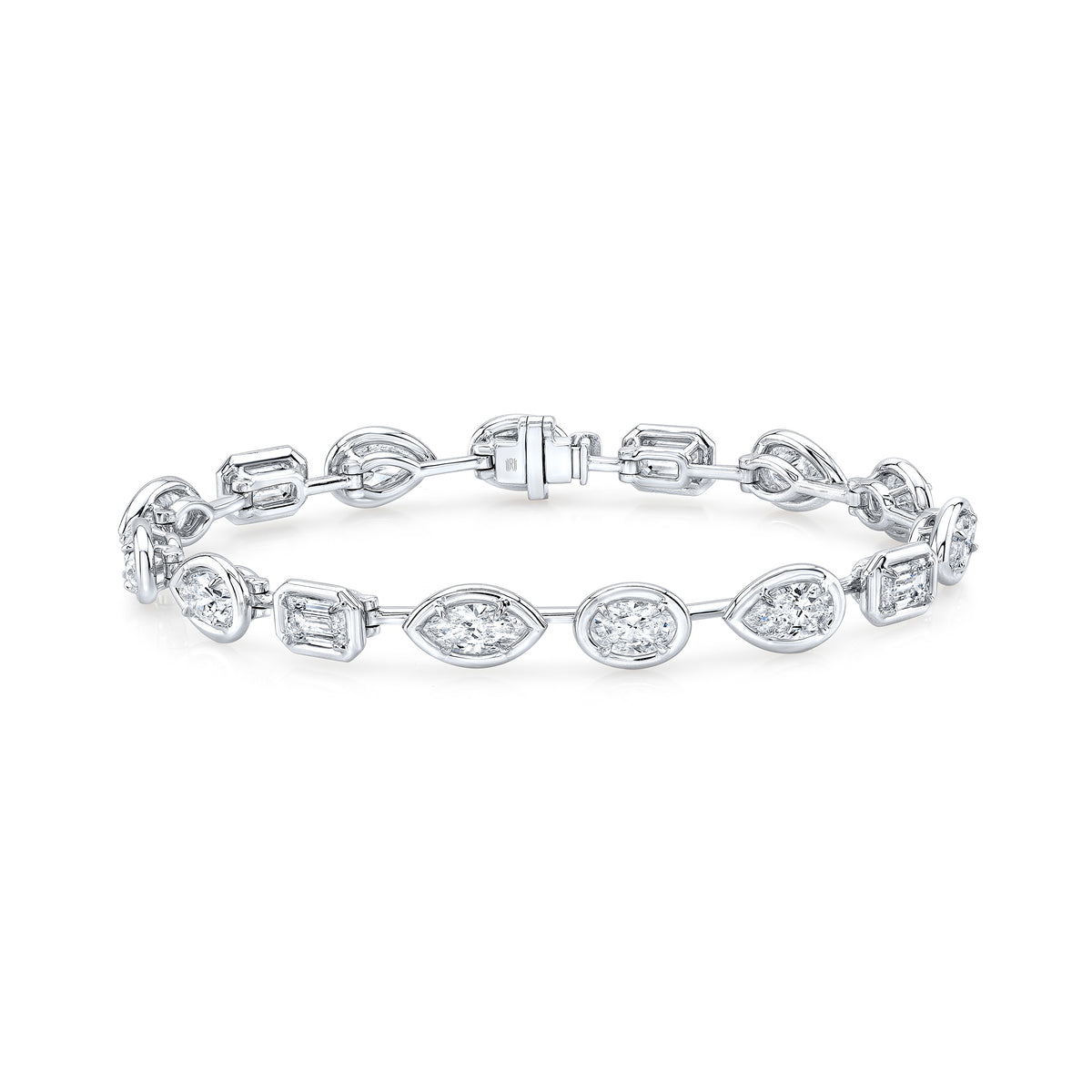RAHAMINOV 18KW MIXED FANCY SHAPE BEZEL SET DIAMOND BRACELET