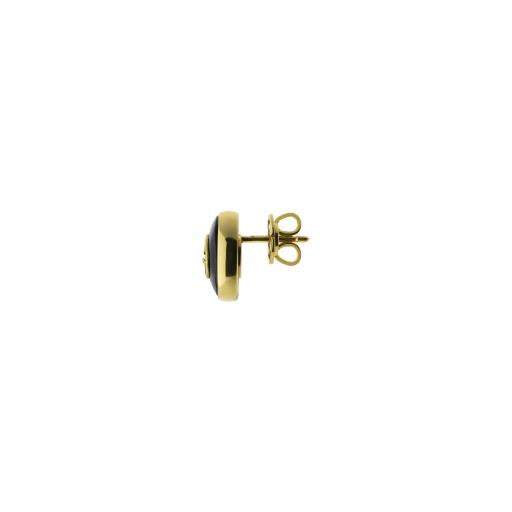 18KY GUCCI INTERLOCKING ONYX STUD EARRINGS