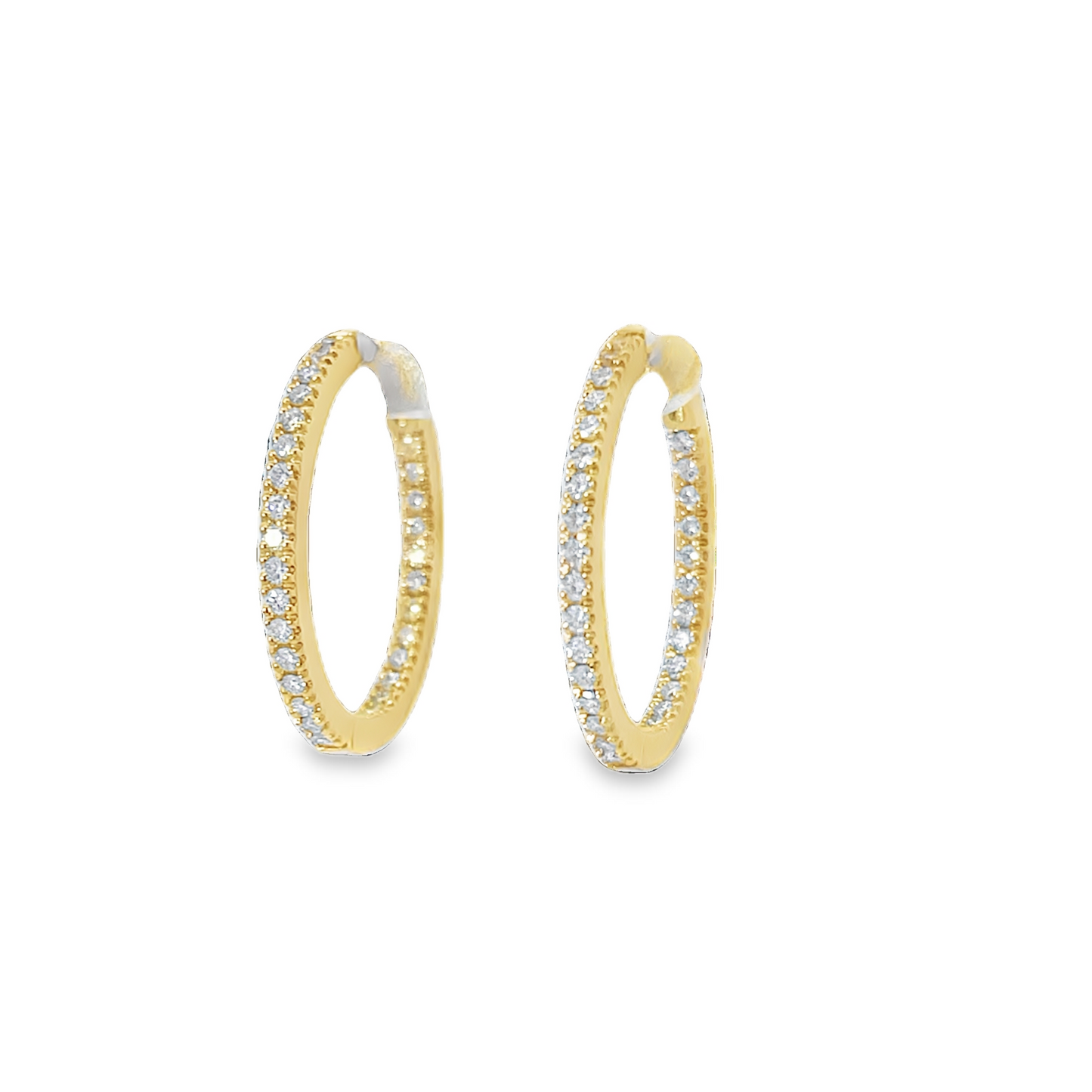 18KY DIAMOND OVAL HOOP EARRINGS