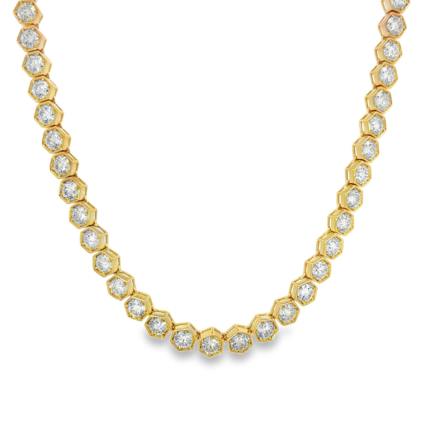 18KY HEXAGON DIAMOND FASHION NECKLACE