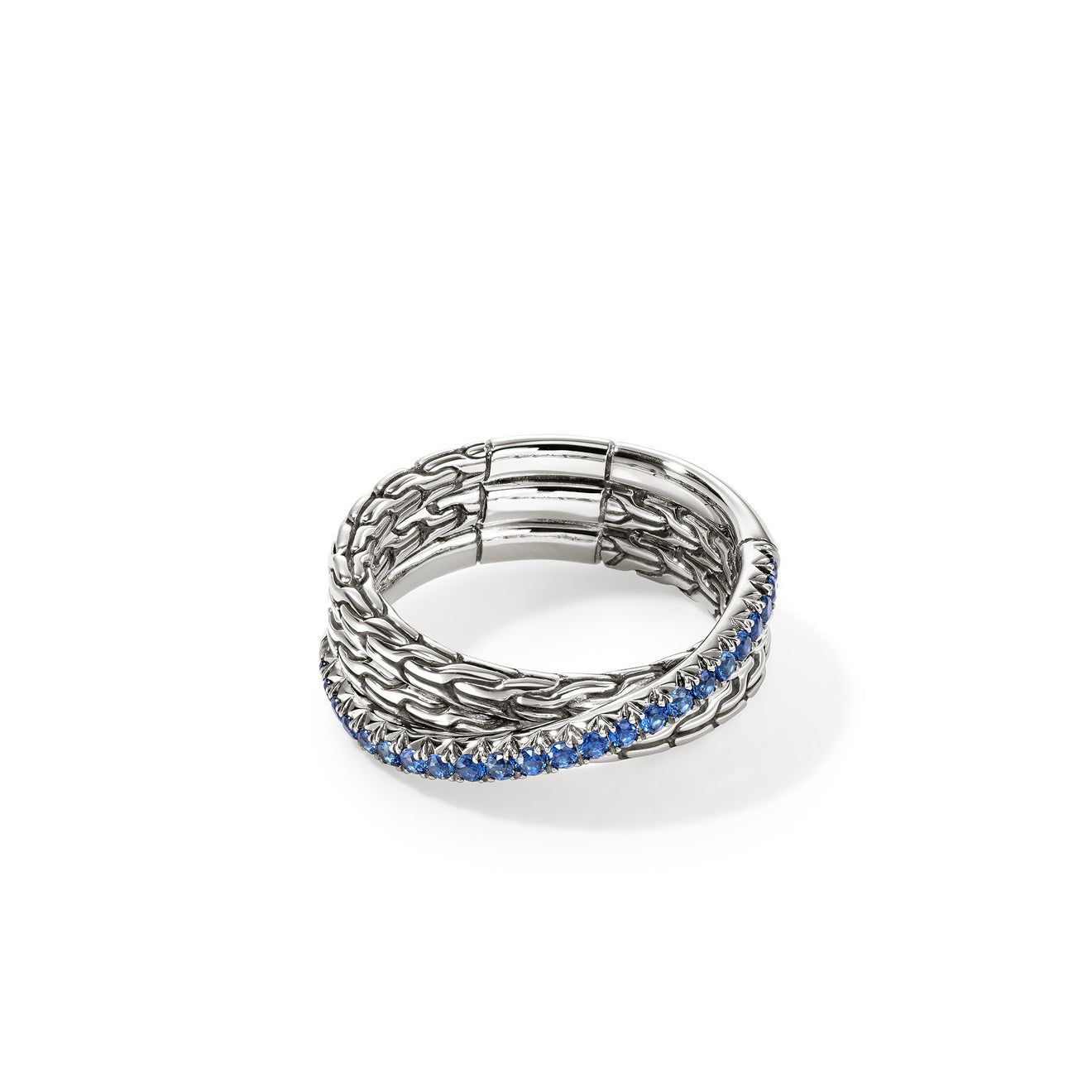 SS ESSENTIALS BLUE SAPPHIRE CROSSOVER RING