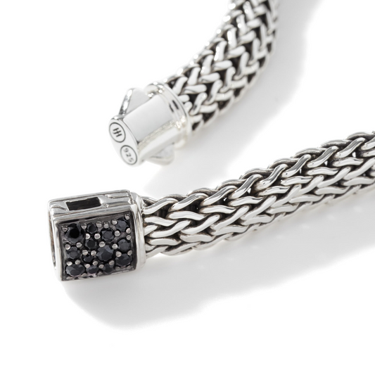 Icon Bracelet, Sterling Silver, Pave, 6.5MM, Size M