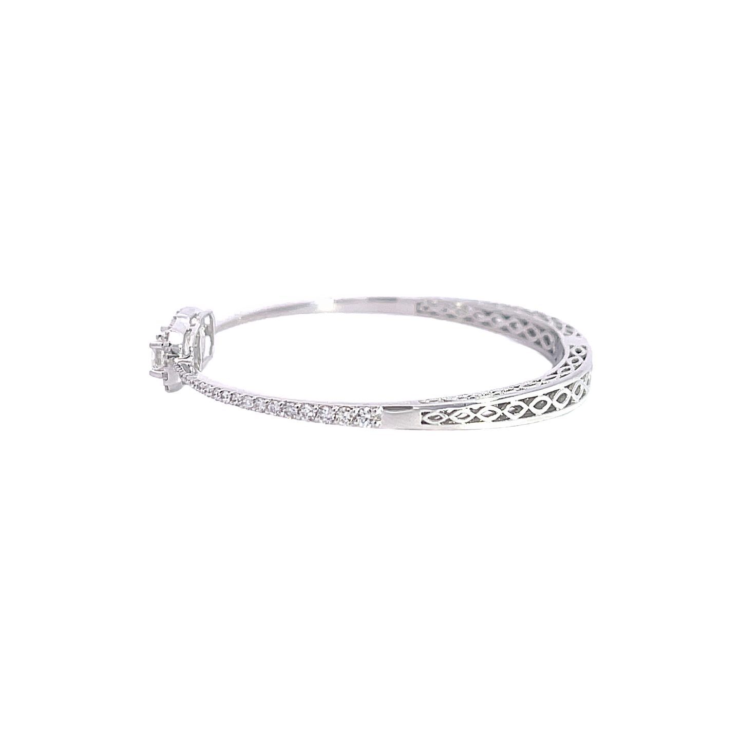 18KW EMERALD CUT AND ROUND DIAMOND CUFF