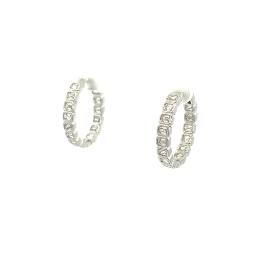 18KW EM CUT DIA 2.93CT HOOP EARRINGS