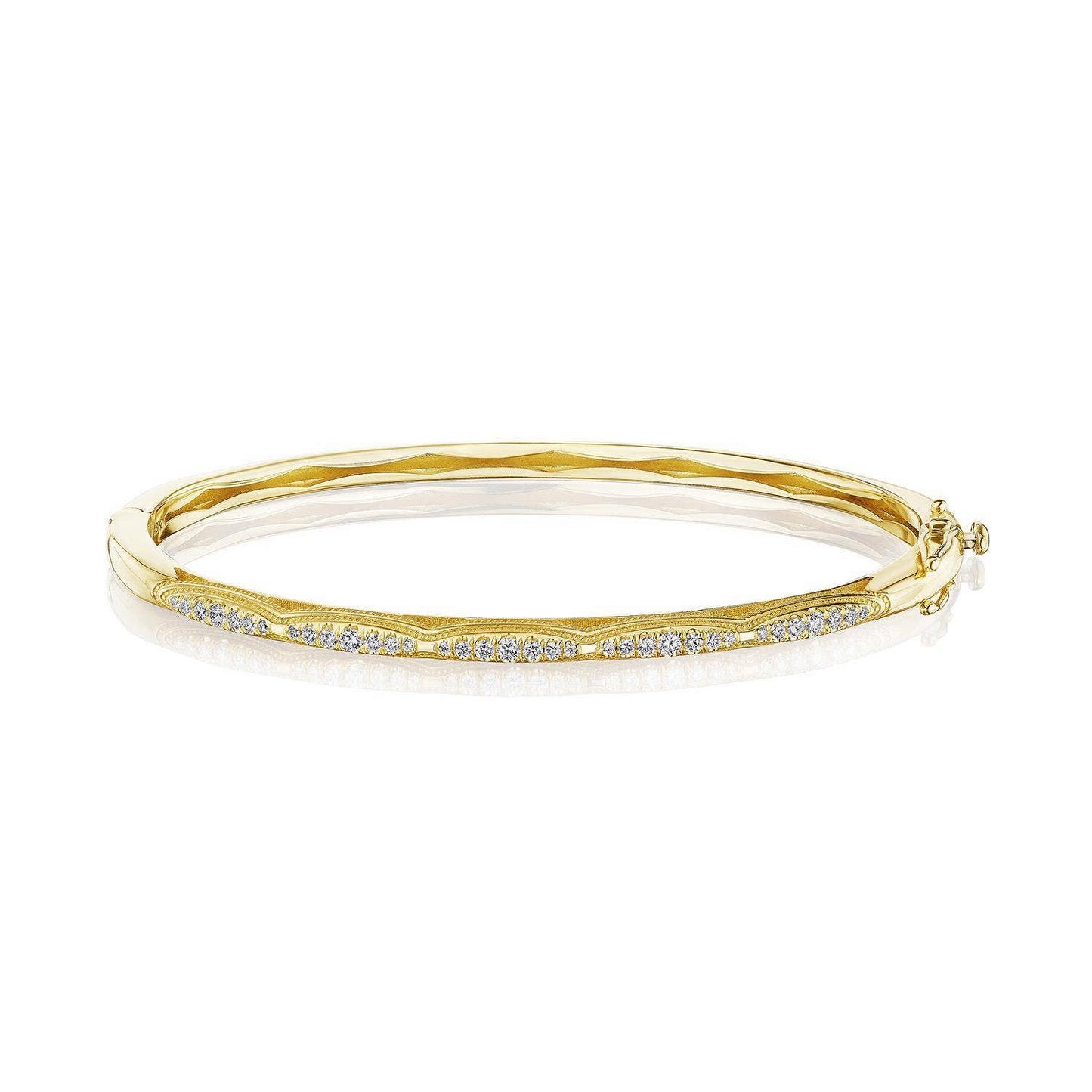18KY CRESCENT ECLIPSE SINGLE ROW DIAMOND BANGLE 3MM