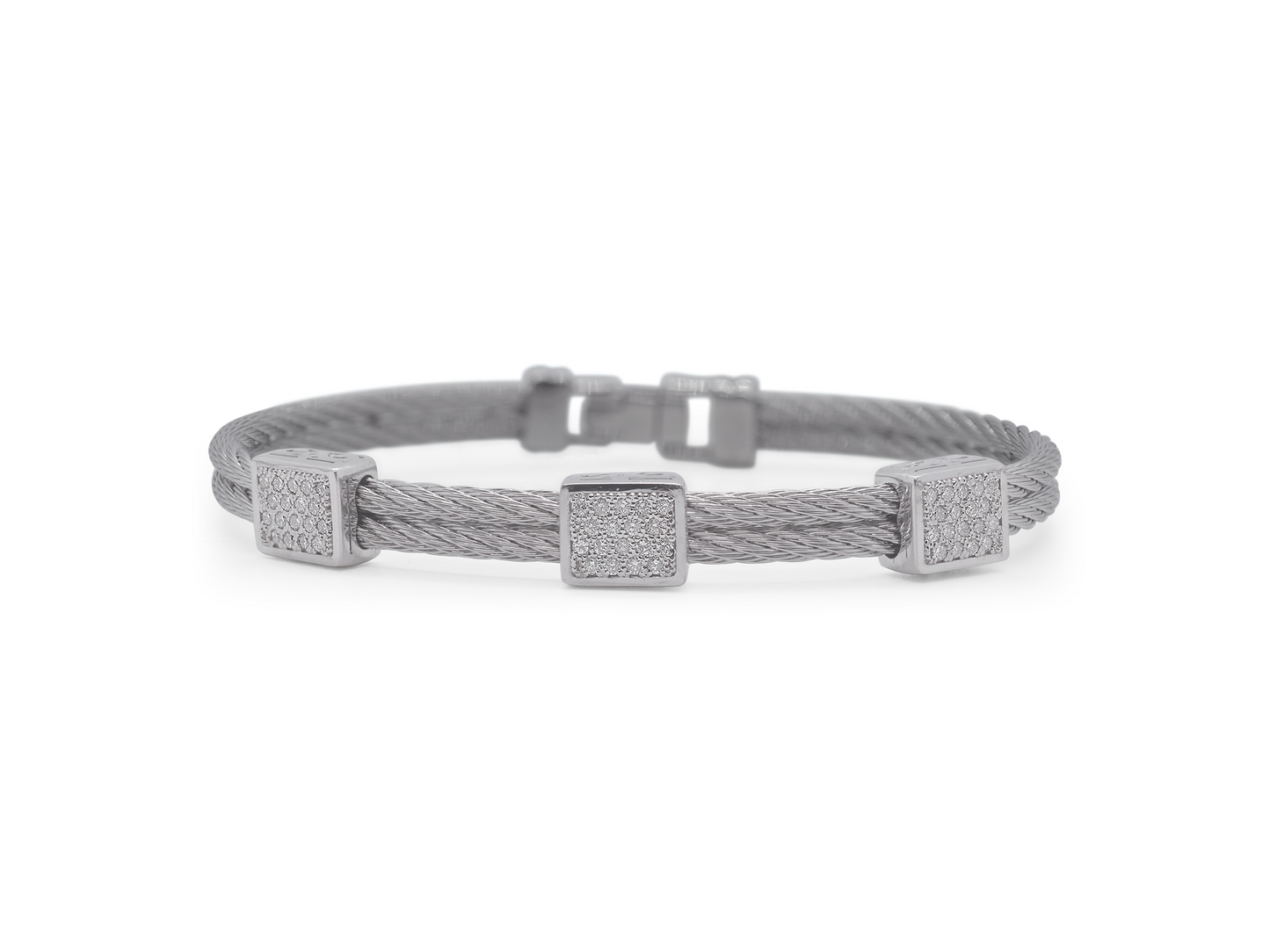2 ROW GRAY CABLE 3 STATION DIAMOND BANGLE