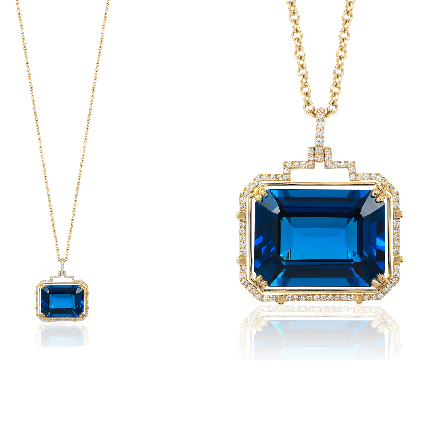 GOSHWARA 18KY STATEMENT EMERALD CUT PENDANT