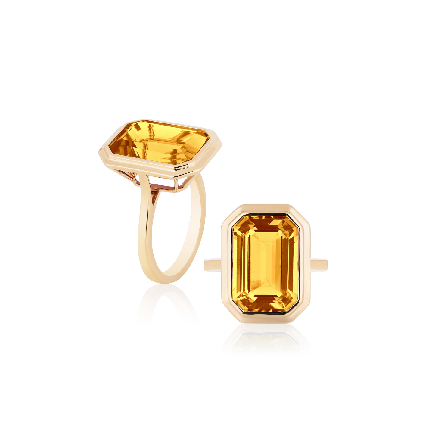 GOSHWARA 18KY EMERALS CUT BEZEL SET RING