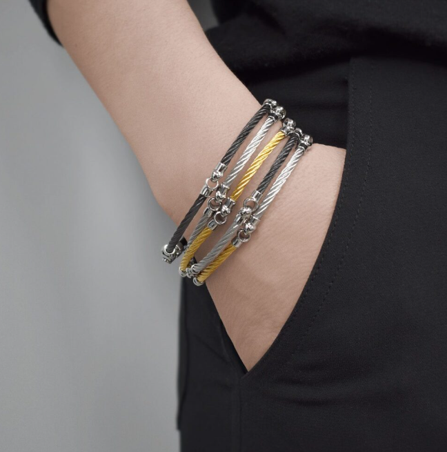 GREY CABLE INTERLOCKING BRACELET
