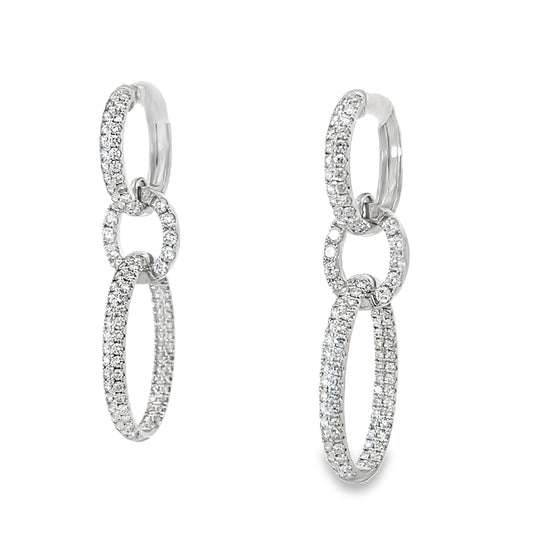 18KW DIAMOND OVAL LINK DANGLE EARRINGS