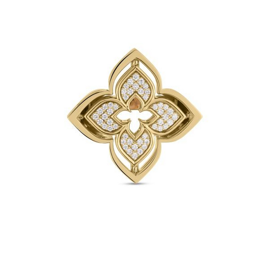 18KY VENETIAN PRINCESS PIROUETTE PAVE FLOWER RING