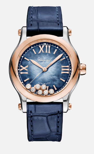 36MM SS/18R HAPPY SPORT FLOATING DIAMOND BLUE DIAL