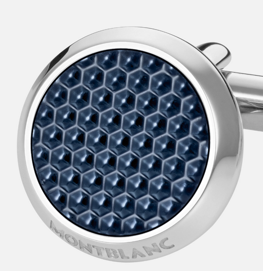 MEISTERSTUCK SS BLUE LACQUER INLAY CUFFLINKS