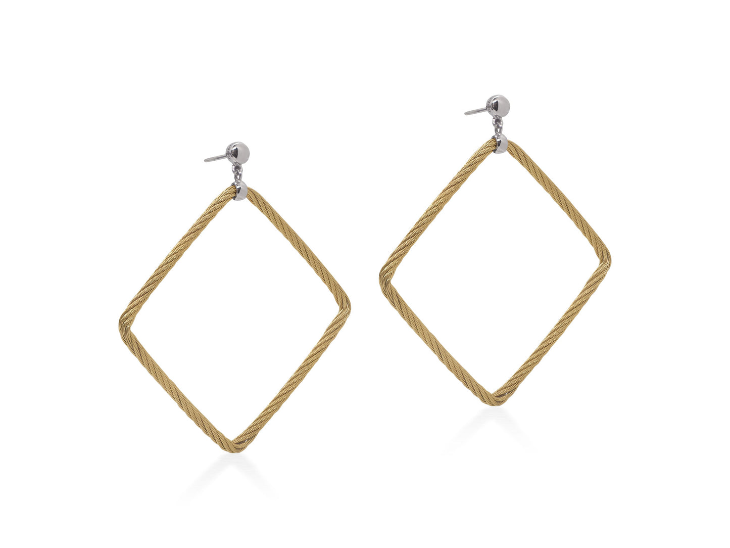 YELLOW CABLE OPEN SQUARE EARRINGS