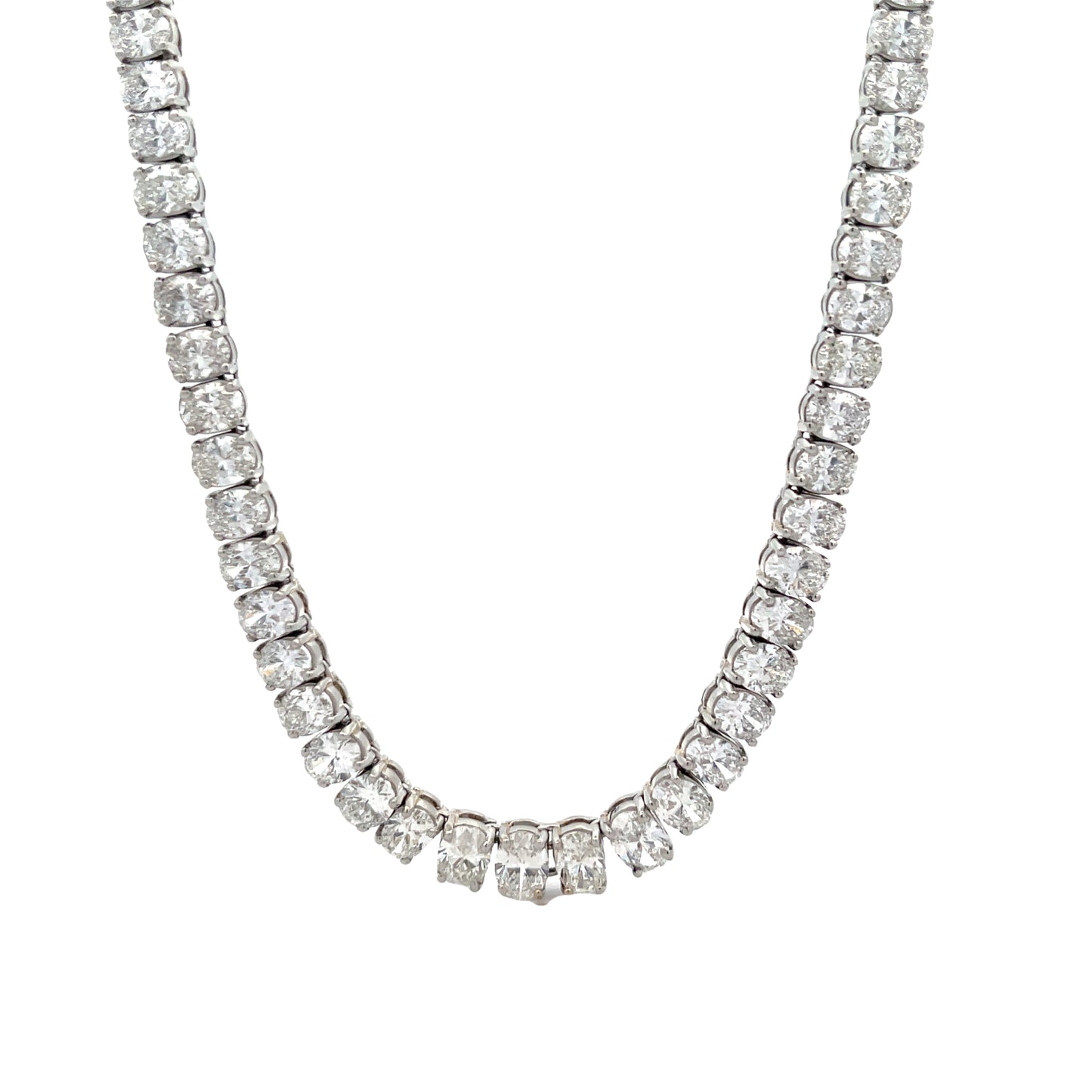 OVAL DIAMOND PLATINUM TENNIS NECKLACE