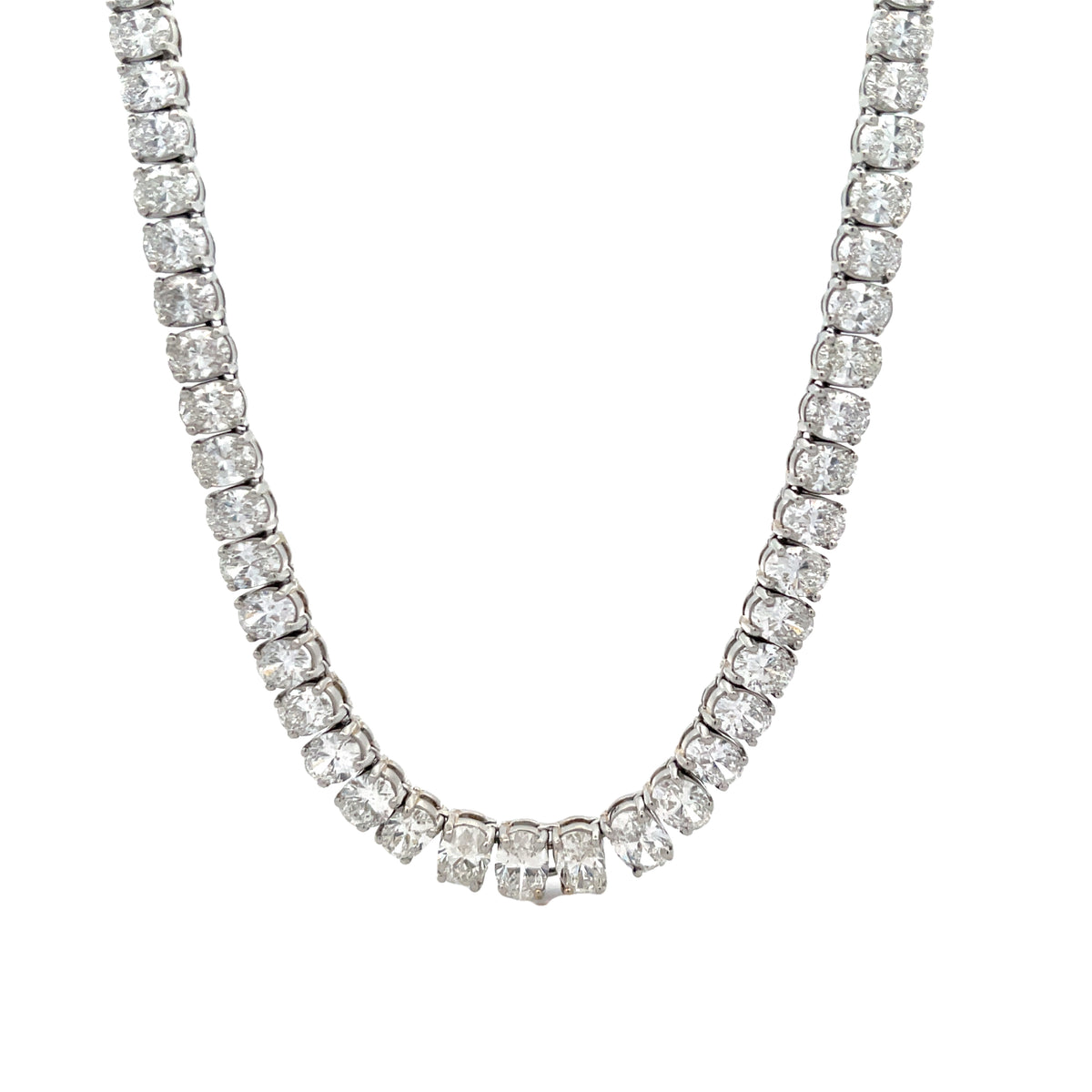 OVAL DIAMOND PLATINUM TENNIS NECKLACE