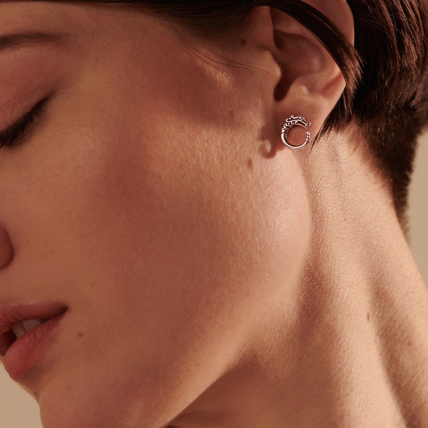 Naga Stud Earring, Sterling Silver