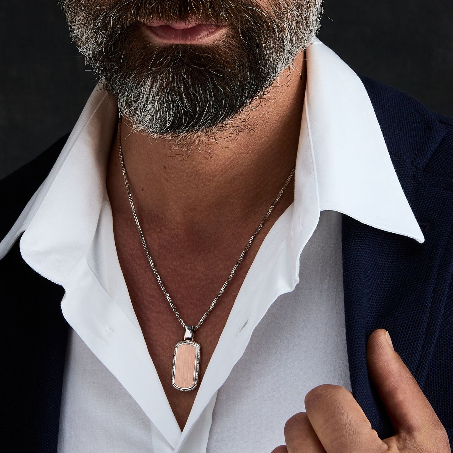 Zancan 18k white and rose gold necklace with white diamonds. Completely hand made in Italy, the necklace is part of Couture collection, where the sublime becomes a reality thanks to extraordinary audacity. Couture collection pays homage to the world of high-end men's jewelry. 18K gold, diamonds and precious stones set into elegant gold jewelry that simply oozes charm, making use of avant-garde technical techniques to create this classic collection.
