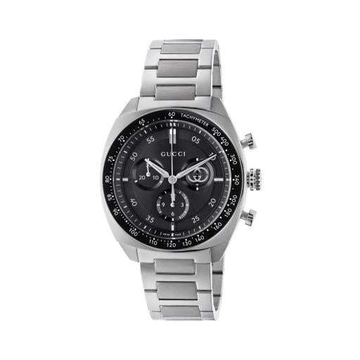 41MM SS GUCCI INTERLOCKING BLACK DIAL WATCH